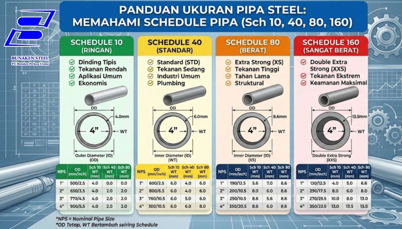 Schedule Pipa (Sch 10, 40, 80, dll) Pengertian, Fungsi, dan Pengaruhnya pada Tekanan