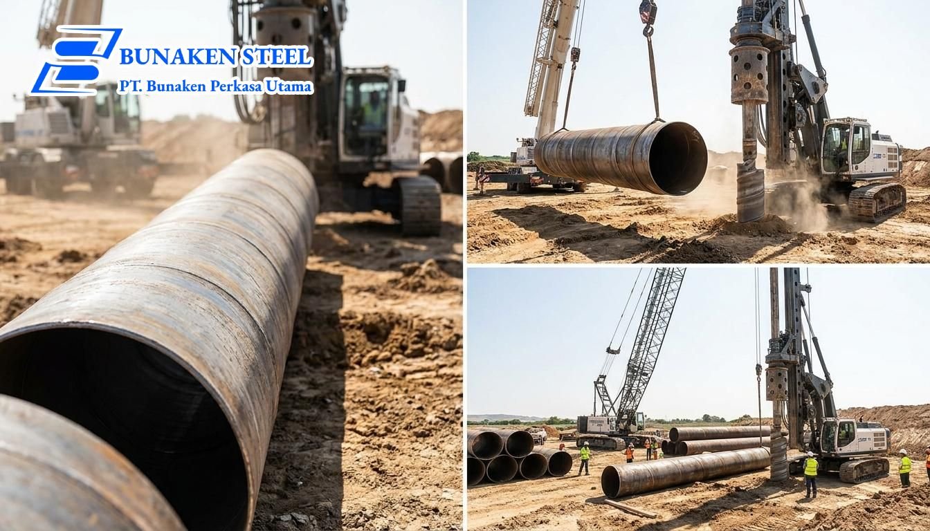 Aplikasi pipa spiral untuk pondasi bore pile